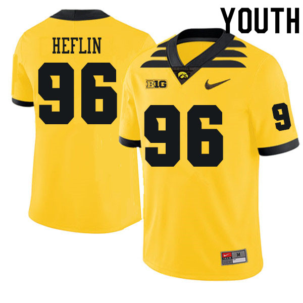 Youth #96 Jack Heflin Iowa Hawkeyes College Football Jerseys Sale-Gold - Click Image to Close